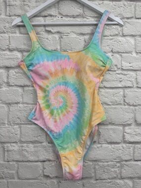 Stoney Clover Lane x Target Rainbow Tie Dye One Piece Swimsuit Small S Pastel Y2